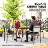 Outsunny 94 x 94 cm Garden Dining Table with Parasol Hole, Square Patio Table with Slatted Metal Plate Top, Black