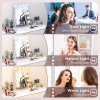 HOMCOM Hollywood Vanity Mirror with Lights, 37x46 cm Lighted Makeup Mirror with 3 Colour, 12 LED Bulbs, 10X Magnifying, USB Charging Port, Phone Holder, 360 Rotation, Touch Screen