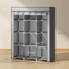 HOMCOM Fabric Wardrobe, Portable Wardrobe, Clothes Storage Unit with 8 Shelves, 2 Hanging Rods, 125 x 43 x 162.5 cm, Light Grey