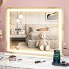 HOMCOM Vanity Mirror with Lights, Large Lighted Makeup Mirror with 3 Colour Lighting Modes, 10X Magnifying, USB Charging Port, Touch Screen, Tabletop or Wall Mounted Design for Bedroom, White