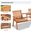Outsunny 2-Seater Wooden Garden Bench, Antique Loveseat Chair with Table & Parasol Hole, Outdoor Bench for Porch, Patio, Orange