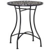 Outsunny 60 cm Mosaic Garden Table, Small Round Outdoor Side Table with Ceramic Top, Plant Stand for Patio, Balcony, Black