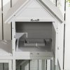 PawHut Wooden Rabbit Hutch with Run Large Guinea Pig Cage, Small Animal House for Indoor with Tray, 151.5 x 106 x 97cm, Light Grey