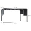 Outsunny 3(m) x 4m Pergola with Solar LED Lights, Garden Gazebo with Retractable Roof, Steel Frame, Outdoor Sun Shade Shelter for Patio Balcony Porch, Dark Grey