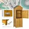 Outsunny Wooden Garden Storage Shed Utility Gardener Cabinet w/ 3 Shelves, Tilted-felt Roof and Two Lockable Doors, 79cm x 49cm x 191.5cm, Natural wood effect