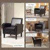 HOMCOM Modern Wingback Living Room Chair, Upholstered PU Leather Accent Armchair,  Single Sofa Chair with Lounge Seat and Wood Legs for Bedroom/Office/Reading Spaces, Brown