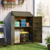 Outsunny Lean-to Small Shed, Tall Wooden Garden Shed with Slatted Bottom, Magnetic Doors, Double Shelves, Outdoor Tool Log Store, 103.5 x 59 x 174.5 cm, Olive Brown