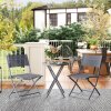 Outsunny 3 Pieces Outdoor Bistro Set, Glass Top Outdoor Table and 2 Folding Chairs, Garden Furniture Set with Protecting Feet, Steel Frame, Easy Clean, Grey