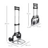 HOMCOM Aluminium Folding Hand Truck Trolley, Heavy Duty Foldable Sack Cart with Adjustable Telescoping Handle, 70KG Load Capacity