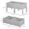 Outsunny Set of 4 26L Garden Raised Bed Elevated Patio Flower Plant Planter Box PP Vegetables Planting Container, Grey