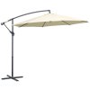 Outsunny 3(m) Garden Cantilever Parasol Patio Banana Hanging Umbrella Sun Shade with Crank and Tilt, 8 Ribs and Cross Base, Beige