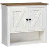 kleankin Farmhouse Bathroom Cabinet Wall Mounted, Bathroom Wall Cabinet with Storage Shelves and Cupboard, Ash Wood-Effect