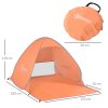 Outsunny Pop up Beach Tent, UV 30+ Portable Sun Shelter with Carry Bag, 2x1.5m for 2-3 Person, Orange