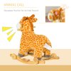HOMCOM 2 In 1 Kids Todder Rocking Horse Plush Ride On Giraffe Rocker with Wheels Wooden Base Animal Sounds for 3-6 Years