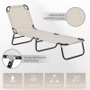 Outsunny Foldable Sun Lounger Set of 2 with 5-Position Adjustable Backrest, Outdoor Portable Recliner Chaise Lounge Chair with Breathable Mesh Fabric, Cream White