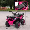 AIYAPLAY 12V Kids Electric Ride on ATV, Battery Powered Quad Bike with 4 Suspension Wheels, Forward Reverse Function, Headlights, Music, Storage Basket, for Ages 3-5 Years, Pink