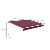 Outsunny 3 x 2.5m Garden Patio Manual Awning Canopy Sun Shade Shelter with Winding Handle Retractable Handle Red