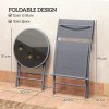 Outsunny 3 Pieces Outdoor Bistro Set, Glass Top Outdoor Table and 2 Folding Chairs, Garden Furniture Set with Protecting Feet, Steel Frame, Easy Clean, Grey