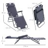 Outsunny 2 in 1 Folding Sun Lounger Reclining Garden Chair with 2-Level Adjustable Backrest, Outdoor Zero Gravity Recliner Garden Chair with Head Pillow and Armrests, Grey