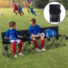 Outsunny 6 Seater Folding Bench, Outdoor Camping Chair Portable Sports Spectator Chair with Metal Frame, Cup Holder & Carry Bag, Black