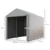 Outsunny 1.6 x 2.2m Garden Storage Shed Tent, Portable Shed Shelter with Galvanised Steel Frame and Large Door, for Motorbike, Garden Tools, Bike Storage, Light Grey