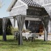 Outsunny 3 x 3(m) Pergola with Retractable Roof Canopy and Curtains, Metal Frame Garden Gazebo Outdoor Sun Shade Shelter for Grill, Patio, Deck, Light Grey