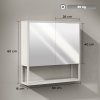 HOMCOM Bathroom Mirror Cabinet Wall Mounted with Soft-Close Doors and Adjustable Shelf, Industrial Bathroom Wall Cabinet with Open Storage, 60 x 16 x 60 cm