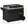 Outsunny 50L Car Refrigerator, Portable Compressor Cooler Box, Fridge Freezer w/ Inner LED Light, Foldable Handles, Cup Holders, 12/24V DC and 110-240V AC for Campervan RV Boat Travel Down to -20°C