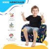 AIYAPLAY Kids Armchair, 2 in 1 Foldable Toddler Chair, Soft Snuggle Sponge Filled Recliner, for Bedroom Playroom Living Room, for Boys & Girls 18 Months to 3 Years - Dark Blue
