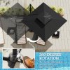 Outsunny 3.5x3 m Garden Cantilever Parasol with Solar LED Lights and Centre Light, UPF50+ Aluminium Patio Umbrella with 360 Rotation and Tilt, Hanging Sun Shade with Cross Base, Crank Handle, Black