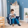 HOMCOM Kids Armchair Toddler Chair Space Rocket Wood Frame Thick Padding High Back Armrest Anti Slip Feet Blue for 3-5 Yrs