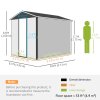Outsunny 9 x 6FT Galvanised Metal Garden Shed, Galvanised Tool Storage Shed with Window Lockable Door, Sloped Roof, Outdoor Storage Shed for Yard, Patio, Lawn, Dark Grey