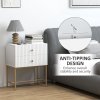 HOMCOM Bedside Table with 2 Drawers, Modern Bedside Cabinet with Storage and Metal Legs for Bedroom, Living Room, White