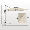 Outsunny 3.7 x 2.7 m Cantilever Parasol w/ 360 Rotation and Easy Tilt Adjustment, Aluminium Hanging Offset Outdoor Umbrella w/ Double Top and Cross Base, UPF50+ Hanging Sun Shade, Black