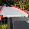 Outsunny 4-6 Man Tunnel Tent with 2 Bedroom, Living Area and Vestibule, Large Camping Tent, 2000mm Waterproof, UV50+, Portable with Bag, for Fishing Hiking Festival, Grey and Red