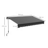 Outsunny 3.5 x 2.5m Electric Awning with Remote Controller, Aluminium Frame Retractable Awning, Half Cassette Sun Canopies for Patio Deck Door Window, Dark Grey