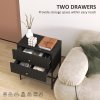 HOMCOM Bedside Table with 2 Drawers, Modern Bedside Cabinet with Storage and Metal Legs for Bedroom, Living Room, Black