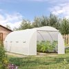 Outsunny 6 x 3 x 2 m Polytunnel Greenhouse with Metal Frame, Zippered Door and 8 Windows, Walk in Polytunnel Tent for Garden and Backyard, White