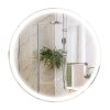 kleankin Round Bathroom Mirror with LED Lights, Wall Mount Dimmable Makeup Mirror with 3 Temperature Colours, Defogging Film and Memory Function, Frameless, Hardwired