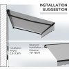 Outsunny 3.5 x 2.5m Electric Awning with Remote Controller, Aluminium Frame Retractable Awning, Half Cassette Sun Canopies for Patio Deck Door Window, Light Grey