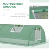 Outsunny PE Mini Greenhouse, 3 M Portable Tunnel Green House with 5 Mesh Windows, Green Grow House Steel Frame for Indoor and Outdoor, Green