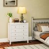 HOMCOM Bedroom Chest of Drawers, Fluted 5 Drawer Dresser with Gold Tone Handles for Living Room, Hallway, Entryway, 79 x 39.5 x 81cm, White