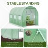 Outsunny Walk-in Polytunnel Greenhouse, Outdoor Garden Tunnel Greenhouse Tent with Zipped Roll-Up Door and 6 Mesh Windows, 3 x 2M