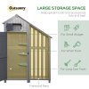Outsunny Wooden Garden Storage Shed with 3 Shelves, Outdoor Garden Tool Storage Cabinet with Tilt Roof, Firewood Rack Log Carrier, 129 x 51.5 x 180cm, Grey
