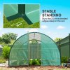 Outsunny 4 x 3(m) Walk-in Polytunnel Greenhouse with Upgraded Structure, 2 Hinged Doors, 8 Mesh Windows, Tunnel Warm House Tent with UV-resistant PE Cover, Green