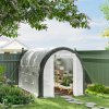 Outsunny 3 x 2(m) Walk-in Polytunnel Greenhouse with Upgraded Structure, Zipped Roll Up Mesh Door, 6 Mesh Windows, Tunnel Warm House Tent with PE Cover, 6 Plant Labels and Gloves, White
