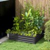 Outsunny 432L Square Raised Garden Bed Box with Weatherized Steel Frame for Vegetables, Flowers and Herbs, 120 x 120 x 30cm, Light Grey