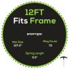 SPORTNOW Trampoline Replacement Mat with Eight Rows of Stitching, Spring Pull Tool, 72 V-Hooks, for 12ft Trampoline, Using 14cm Springs, Trampoline Jumping Mat, Green