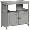 kleankin Pedestal Under Sink Cabinet with Double Doors, Modern Bathroom Vanity Storage Unit with Shelves