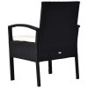 Outsunny 3 Pieces Rattan Bistro Set, Wicker Garden Furniture Set with Glass Top Coffee Table and Chairs, Washable Cushions for Outdoor, Patio, Balcony, Black